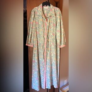 Maison Hotel Floral 3/4 Sleeve Button-Up Dress